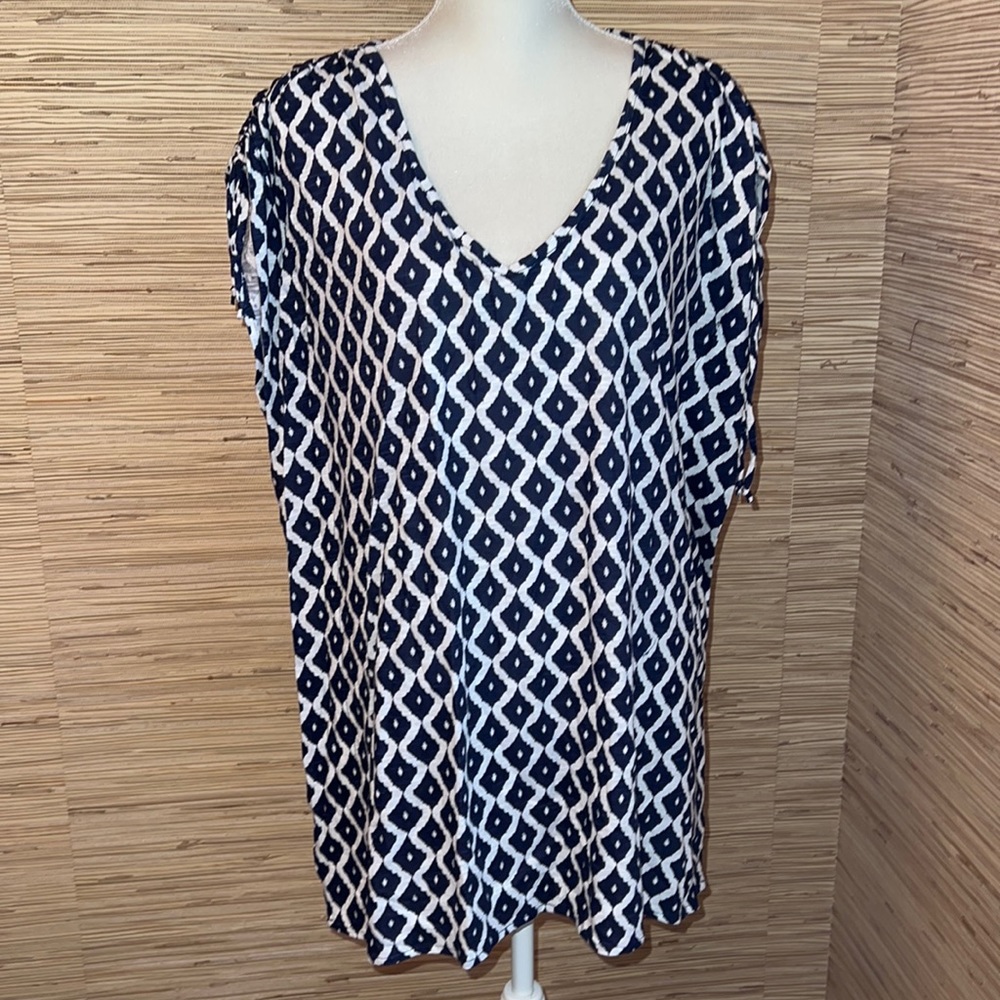 Gap navy & white small tunic swim coverup sleeveless EUC!